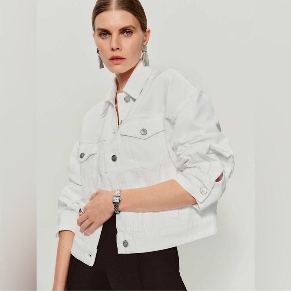 Reformation Rhodes Denim Jacket in Optic White XL